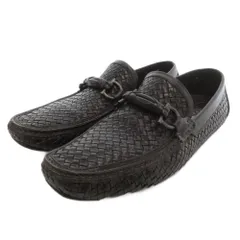 サルヴァトーレフェラガモ Salvatore Ferragamo ROUND ガンチーニ ビットローファー ドライビングシューズ 編み込みレザー 牛革 9 カフェ色 /UO ■GY18