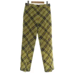 バーバリー ロンドン BURBERRY LONDON ENGLAND ヴィンテージチェック パンツ スラックス テーパード 総柄 ジップフライ 32 黄色 イエロー 黒 ブラック /XZ ■GY19