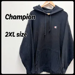 Champion REVERSE WEAVE ブラック パーカー 2XLサイズ 無地 フーディー 古着 リバースウィーブ
