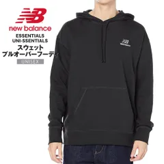 New Balance ニューバランス パーカー ユニセックス スウェット プルオーバー フーディ NB Essentials Uni-ssentials フレンチテリー 刺繍ロゴ ドロップショルダー ジェンダーレス エイジレス ブラック BK UT21500