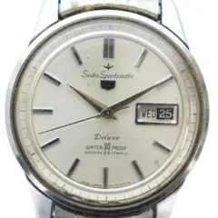 セイコー SEIKO Sportsmatic 5 Deluxe WATER 30 PROOF DIASHOCK 23 JEWELS スポーツマチック ファイブ デラックス 腕時計 ウォッチ 自動巻き 23石 デイデイト シルバー色