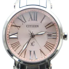 シチズン CITIZEN XC クロスシー 腕時計 ウォッチ ソーラー ローマン カレンダー付き デイト ピンク文字盤 シルバー色 ■GY11 /MQ