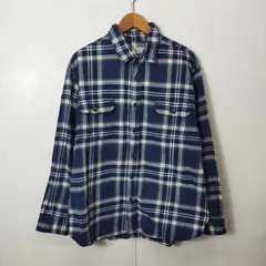 JACHS ジャックス 長袖 フランネル シャツ コットン チェック 総柄 アメカジ 古着 ヴィンテージ ブルー系 B161
