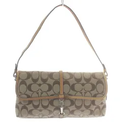 コーチ COACH ハンドバッグ ワンショルダー キャンバス レザー シグネチャー 総柄 ベージュ 茶色 ブラウン 6348 /XZ ■GY18