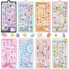 【送料無料】mefeny 第一世代 ぷくぷくシール ぷくぷく ぷっくりシール 立体 中空 かわいい 約400点 8枚セット ごほうび キラキラ 韓国 子供 大容量 スマホケース 手帳 diy 贈り物