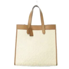 コーチ COACH フィールド トート 2way ショルダーバッグ キャンバス シグネチャー エンボス加工 ロゴ チャーム ポーチ付き 茶 ブラウン 89165 /MN12 ■GY18
