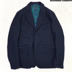 ENGINEERED GARMENTS USA製 アメリカ製 ドレスジャケット テーラードジャケット アンドーバージャケット ジャガード 総柄 Sサイズ ネイビー 紺 エンジニアードガーメンツ