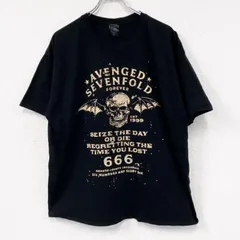 【値引き交渉OK！】古着 used　AVENGRD SEVERNFOLD　半袖プリントTシャツ　ドクロ　黒　ブラック　XXLサイズ