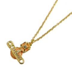 ヴィヴィアンウエストウッド Vivienne Westwood ネックレス オーブ 安全ピンモチーフ ペンダント ラインストーン ゴールドカラー /KW ■GY18