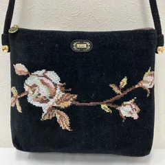 9330　FEILER フェイラー　ローザソアーヴェ　シュニール織り　タオル地　ショルダーバッグ　肩がけ　斜めがけ　クロスボディ　黒　ブラック　花　フラワー　薔薇　バラ　ローズ