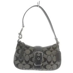 コーチ COACH 6362  アクセサリーポーチ ハンドバッグ ワンショルダー キャンバス レザー シグネチャー 総柄 グレー 黒 ブラック /XZ ■GY18