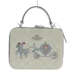 コーチ COACH × ディズニー Disney シンデレラコラボ ハンドバッグ ショルダー 2WAY PVC レザー シグネチャー プリント ロゴ シルバー金具 青 ブルー 白 ホワイト C1426 /XZ ■GY18