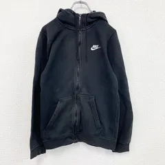 【値引き交渉OK！】古着 used　NIKE　ナイキ　フルジップスウェットパーカー/フーディー　スウッシュ　黒　ブラック　XSサイズ
