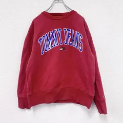 【値引き交渉OK！】古着 used　TOMMY JEANS　トミージーンズ　スウェット/トレーナー　アーチプリント　赤　レッド　Mサイズ