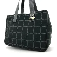 サマンサタバサ ハンドバッグ トートバッグ 黒 ロゴ総柄 キャンバス STチャーム