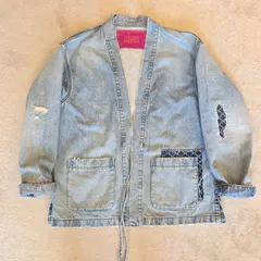 UNITED ARROWS & SONS デニムジャケット／ メンズ Lサイズ ノーカラー ヴィンテージ加工