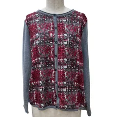 Leilian レリアン トップス 長袖 カーディガン 毛100％ グレー系 15+ 大きなサイズ