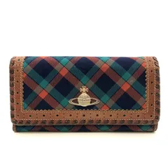 Vivienne Westwood ヴィヴィアンウエストウッド  長財布 レザー/キャンバス  チェック ゴールドオーブ グリーン レッド ネイビー ブラウン レディース