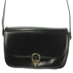 セリーヌ CELINE オールドセリーヌ ヴィンテージ ショルダーバッグ クロスボディ レザー 革 ターンロック ゴールド金具 黒 ブラック /AO7 ■GY18