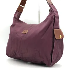ロンシャン ショルダーバッグ ナイロン レザー 紫 パープル ロゴ ワンショルダー