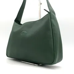 ロンシャン ショルダーバッグ レザー グリーン 深緑 ロゴ 肩掛け ワンショルダー