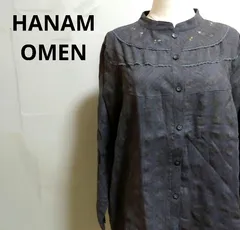 HANAMOMEN 花もめん ブラウス 刺繍 花柄 長袖  シャツ  薄っすらチェック柄 タグ付き  AA1-51