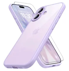 iPhone17 用 ケース ペールパープル 耐衝撃 ガラスフィルム付き アイフォン17 用 ケース 米軍MIL規格 耐久性 黄ばみ防止 アイホン17 用 スマホケース ワイヤレス充電対応 SGS認証