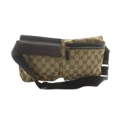 グッチ GUCCI 28566 ボディバッグ ショルダーバッグ 斜めがけ ロゴ GGキャンバス レザー 茶 ブラウン ■GY11 /MQ ■OH