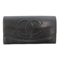 シャネル CHANEL キャビアスキン ココマーク 長財布 二つ折り レザー 黒 ブラック /JS ■GY13