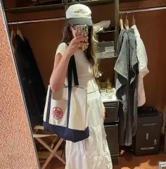 トレーダージョーズ エコバッグ ネイビー キャンバス トートバッグ