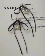 GOLDY ゴールディ シャワー パール スエード リボン ピアス 1251001【メール便可】