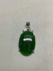 SN817 ペンダントトップ 翡翠? ヒスイ ダイヤモンド? シルバー ヴィンテージ アクセサリー 重量4.3g