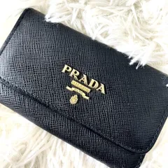 プラダ　PRADA 6連キーケース　ブラック　黒　サフィアーノ　ゴールド金具