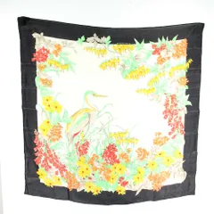 クリスチャンディオール Christian Dior スカーフ 大判 絹 シルク 鳥 花柄 総柄 ロゴ マルチカラー /XZ ■GY17