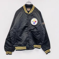 【値引き交渉OK！】古着 used　80s～　Chalk Line　NFL　STEELERS　スタジャン/スタジアムジャケット　黒　ブラック　Mサイズ