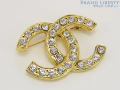 【超美品】シャネル　CHANEL　ヴィンテージ　ココマーク　ラインストーン　ブローチ　ゴールド　GP　ラインストーン