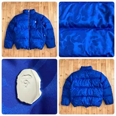 ダウンジャケット Tonal Solid Camo Lサイズ ブルー a bathing ape BAPE CAMO puffer down jacket エイプ ベイプ アベイシングエイプ z1739