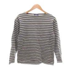セントジェームス SAINT JAMES カットソー Tシャツ ロンT 7分袖 M グレー ストライプ柄 ボートネック  /HW ■GY06