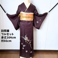 【高級訪問着フルセット】正絹 落ち着いた深紫 雪輪・四季花・楽器・人物 身丈164cm 裄66cm| 卒業式 入学式 結婚式 七五三 お宮参り お茶会
