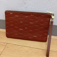 FOSSIL フォッシル　リストレット　クラッチバッグ　クラッチ　ブラウン　牛革　ストラップ付き
