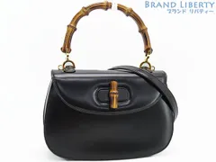 【美品】グッチ　GUCCI　ヴィンテージ　オールドグッチ　バンブー　2WAY スモール　ハンドバッグ　トップハンドルバッグ　ショルダーバッグ　ブラック　レザー　000 46 0188