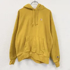 【値引き交渉OK！】古着 used　Champion　チャンピオン　リバースウィーブ　スウェットパーカー/フーディー　黄色　イエロー　XLサイズ