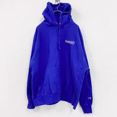 【値引き交渉OK！】古着 used　Champion　チャンピオン　リバースウィーブ　スウェットパーカー/フーディー　刺ロゴ　青　ブルー　XLサイズ