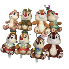 186001 Disney 디즈니 칩과 데일 봉제인형 배지 8점 정리 판매