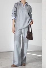 【SET】ストライプドッキング ニットポロ SET UP｜ESICA風 大人きれいめ