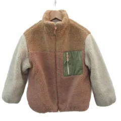 ザラ ZARA フリースジャケット ボアジャケット ミドル丈 134cm ベージュ カラーブロック スタンドカラー /SM19 ■GY58 女の子