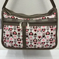 9341　LeSportsac レスポートサック　ショルダーバッグ　デラックスエブリデイ　ブラウン　ピンク　ハート　レディース　軽量　カジュアル　シンプル