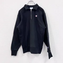 【値引き交渉OK！】古着 used　Champion　チャンピオン　リバースウィーブ　ハーフジップスウェット/トレーナー　黒　ブラック　Mサイズ