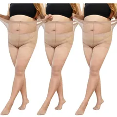 ベージュ3足 L～4XL 妊婦 ゆったり 男女兼用 メンズ レディース タイツ パンスト 同色3足組 肌色 パンティーストッキング まとめ売り 5l 4l プラスサイズ 大きいサイズ 【mistero】ベージュ３足セット