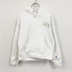 【値引き交渉OK！】古着 used　Champion　チャンピオン　リバースウィーブ　スウェットパーカー/フーディー　デカロゴ　白　ホワイト　Sサイズ